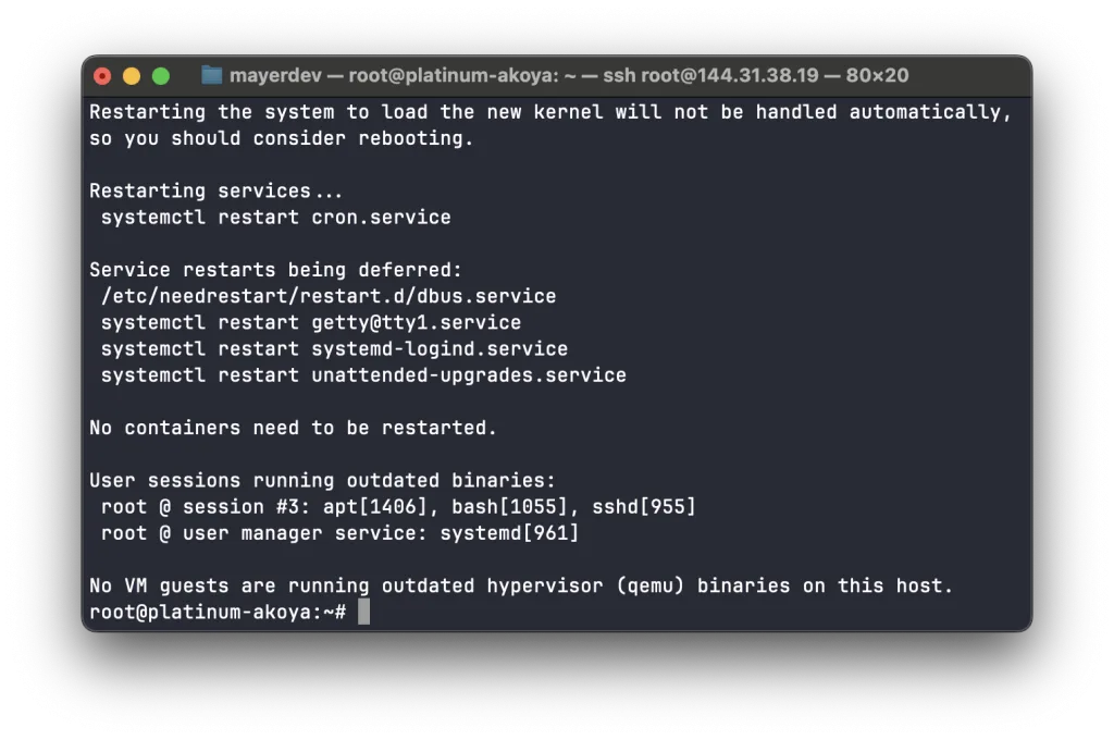 Вывод команд apt update и apt upgrade